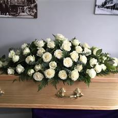White rose coffin spray