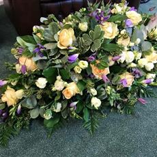 Lilac Peach &amp; White Coffin Spray