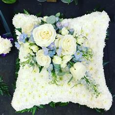 Blue and white cushion 