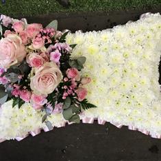 Classic pink and white pillow