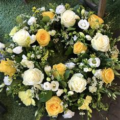 Yellow and white rose wreath 