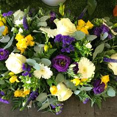 Purple, yellow and white spray 