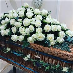 White rose coffin spray &amp; garland 