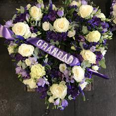 Purple &amp; white open heart 